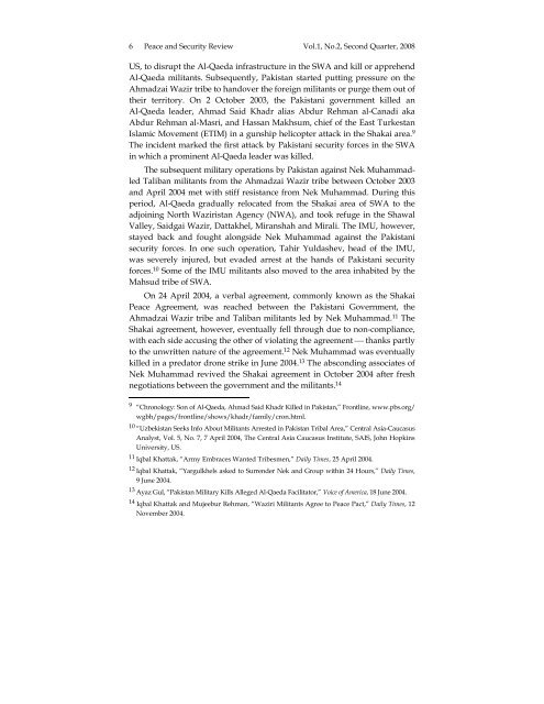 Peace and Security Review, Vol.1 No. 2 - International Centre for ...