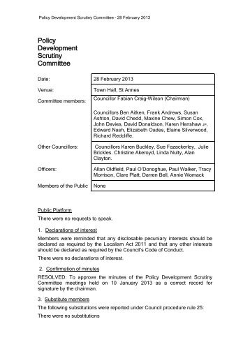 Policy Development Scrutiny Committee Minutes - Fylde Borough ...