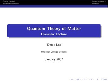 Quantum Theory of Matter - Condensed Matter Theory - Imperial ...