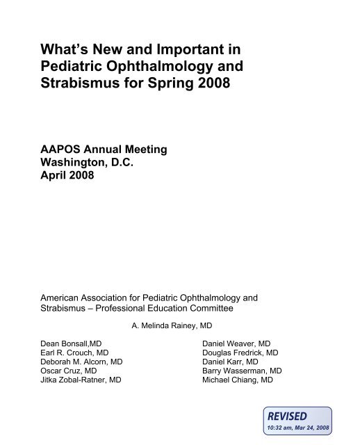 What's new AAPOS 2008 - The Private Eye Clinic