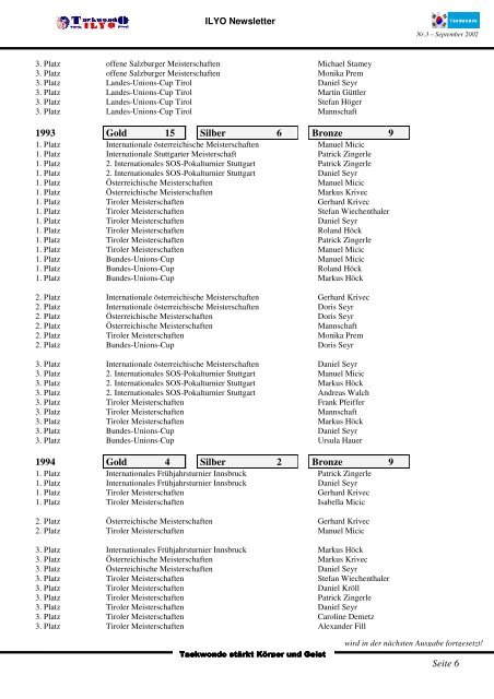 September Ausgabe Nr. 3 - Taekwondo Verein ILYO Wörgl