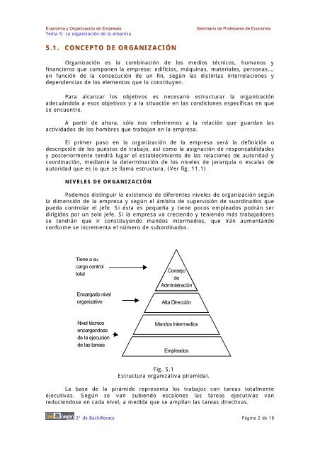 TEMA 5: La OrganizaciÃ³n de la Empresa - Ecobachillerato