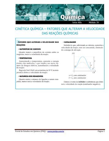 cinÃ©tica quÃ­mica â fatores que alteram a velocidade das reaÃ§Ãµes ...