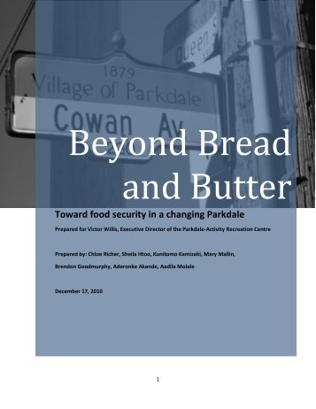 Beyond Bread and Butter - Parkdale Community Health Centre