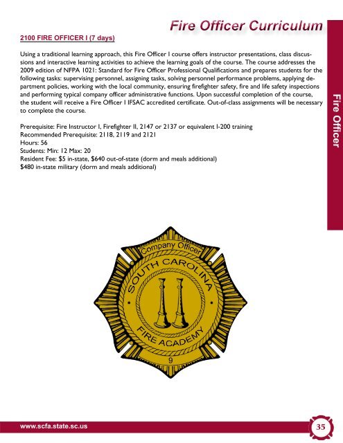 2014 Curriculum Catalog - South Carolina Fire Academy