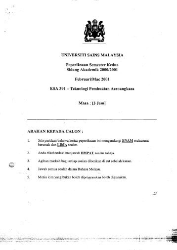 Sidang Akademik 2000 /2001 ARAIIAN I(EPADA ... - ePrints@USM