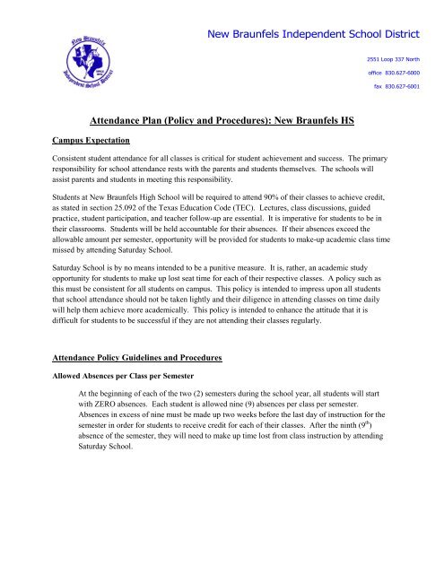 Attendance Policy New Braunfels ISD attendance-policy-new-braunfels-isd