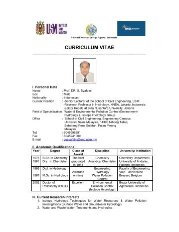 CURRICULUM VITAE - School of Civil Engineering - USM