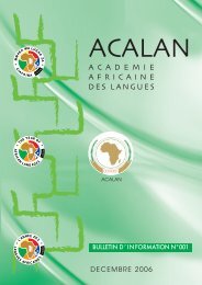 A C A D E M I E AFRICAINE DES LANGUES - ACALAN