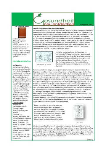 Ausgabe Nr. 5 Wirbelsäulenbeschwerden und kranke Organe