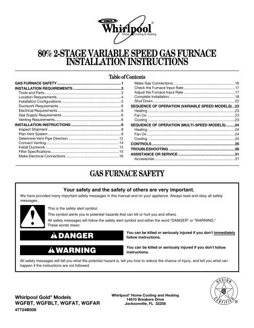 80% 2-stage variable speed gas furnace installation instructions