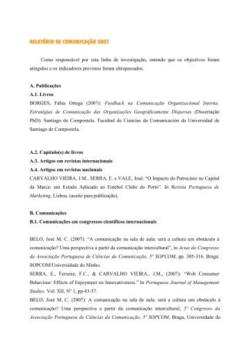 RelatÃ³rio 2007 - ComunicaÃ§Ã£o.pdf - dlac - Utad