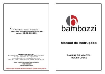Manual de Instruções BAMBINA TIG 300 AC/DC 100 ... - Bambozzi