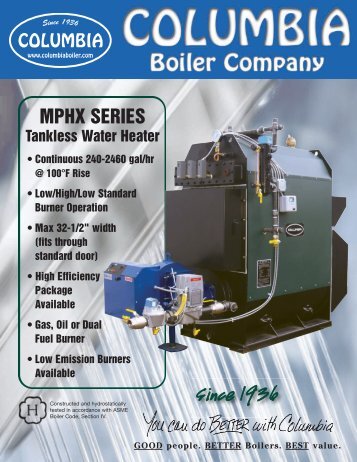 MPHX Specification Sheet - Columbia Boiler