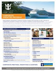 Corporate Amenities Program Flyer - Royal Caribbean