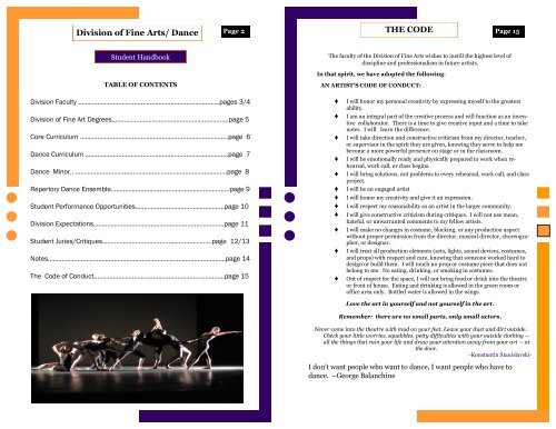 2011-2012 Dance Handbook - Missouri Valley College