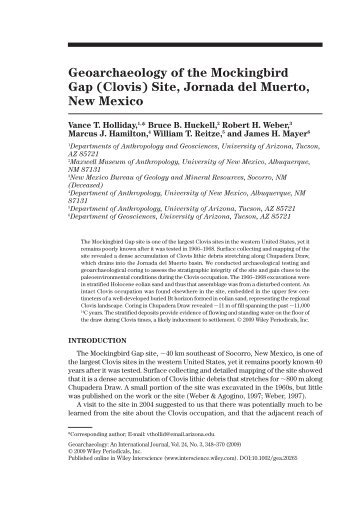 Geoarchaeology of the Mockingbird Gap - University of New Mexico