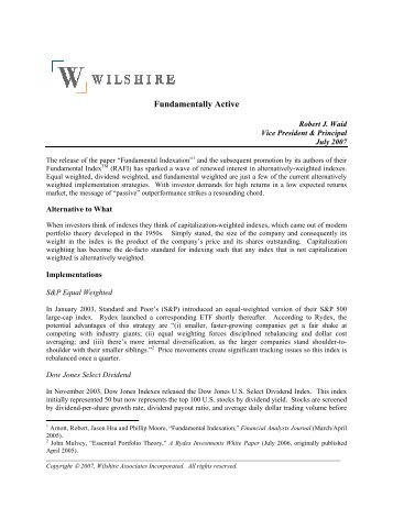 Fundamentally Active - Wilshire Associates