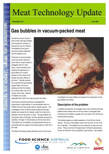 Gas bubbles in vacuum-packed meat - Meat Industry Services