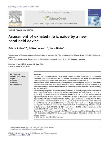 Assessment of exhaled nitric oxide by a new ... - Bedfont Scientific