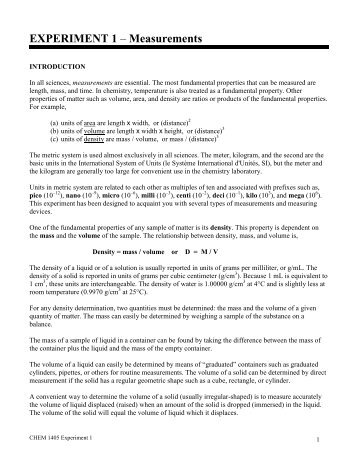 EXPERIMENT 1 â Measurements