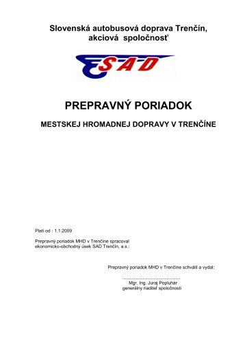 prepravny poriadok mhd trencin 01012009 14102009 - SAD TrenÄÃ­n