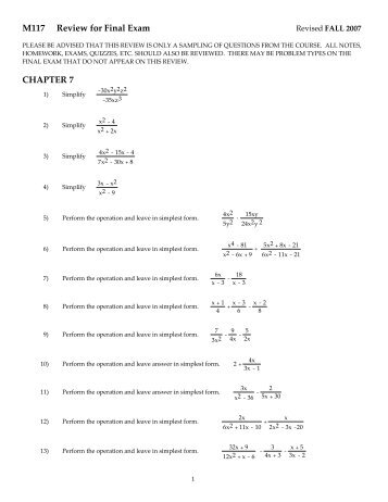 M117 Final Review