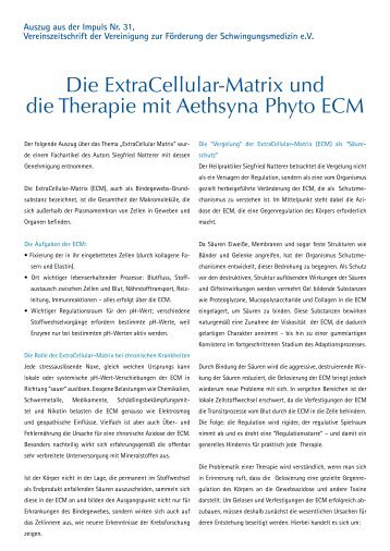 Die ExtraCellular-Matrix und die Therapie mit Aethsyna Phyto ECM