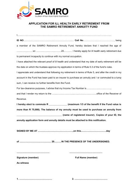 Ill Health Early Retirement Notification Form - samro