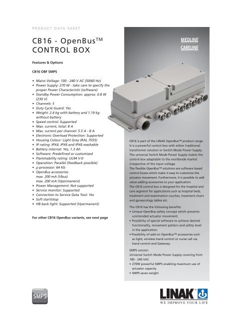 CB16 - OpenBusTM CONTROL BOX - Linak
