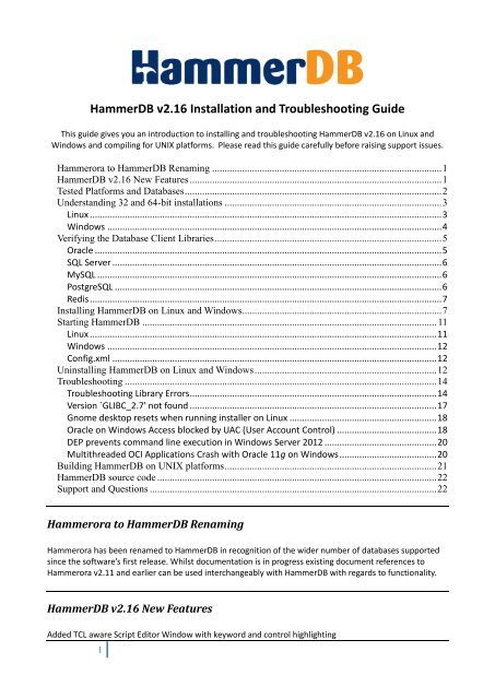 HammerDB installation guide - Hammerora - SourceForge