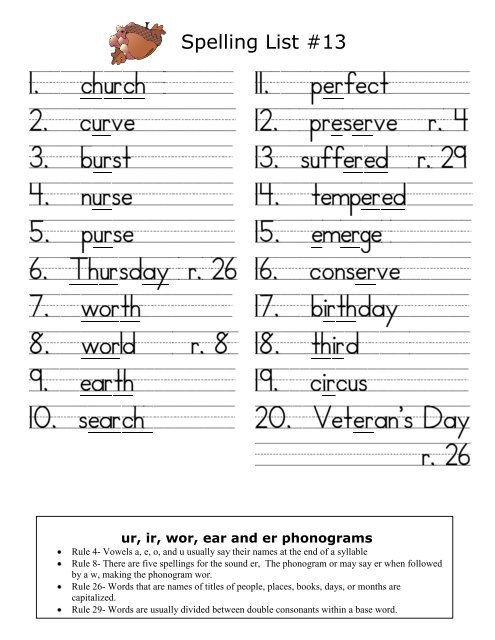 Spelling List 13