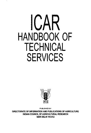 HANDBOOK OF TECHNICAL SERVICES - ICAR-RCER,Patna