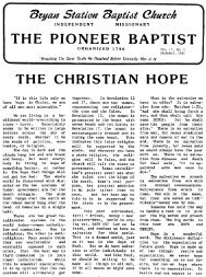 THE PIONEER BAPTIST - Bryan Station Baptist Church
