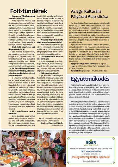 Az Egri Magazin augusztusi száma - Eger
