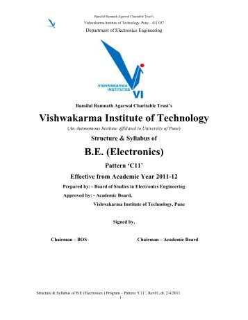 Vishwakarma Institute of Technology B.E. (Electronics)