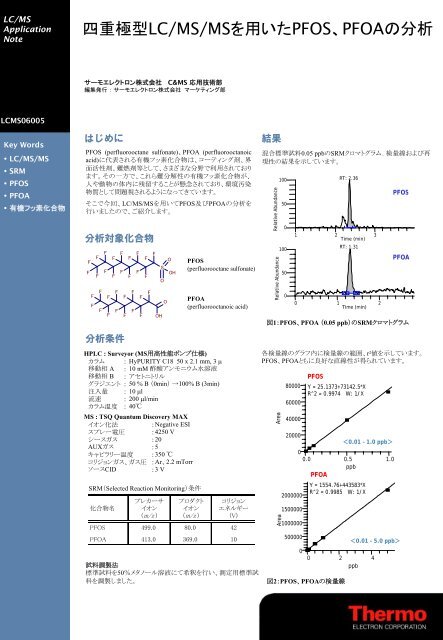 四重極型LC/MS/MSを用いたPFOS、PFOAの分析