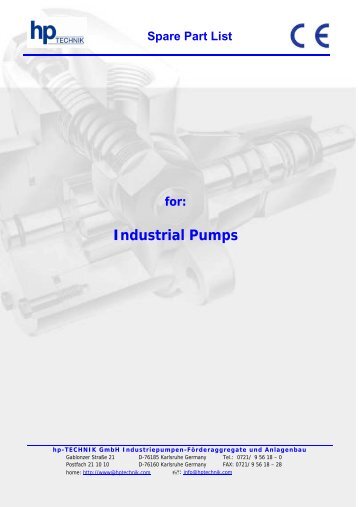 Spare Part List for: Industrial Pumps