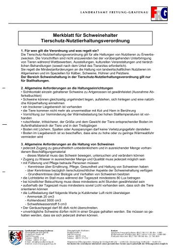 Merkblatt Schweine Tierschutz ... - Landkreis Freyung-Grafenau