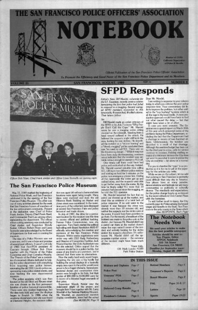 August 1989 - San Francisco Police Officers Association