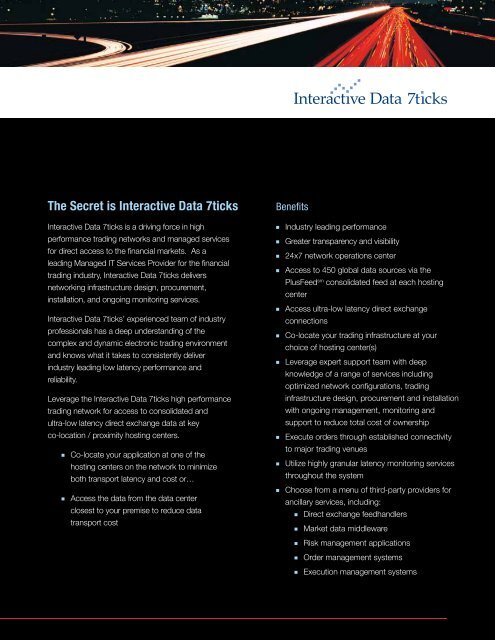 Ultra-low Latency Direct Data Feeds - Interactive Data Corporation