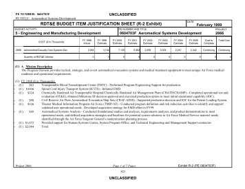 RDT&E BUDGET ITEM JUSTIFICATION SHEET (R-2 Exhibit)