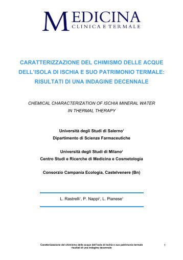 caratterizzazione del chimismo delle acque dell'isola di ischia e suo ...