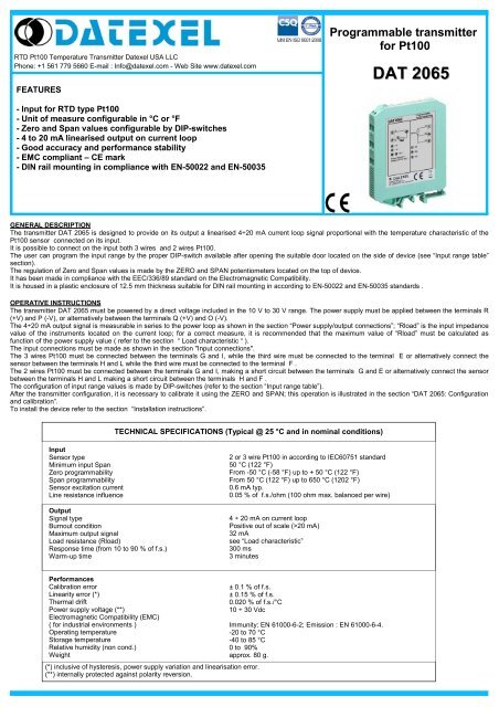 RTD Temperature Transmitter - Datexel