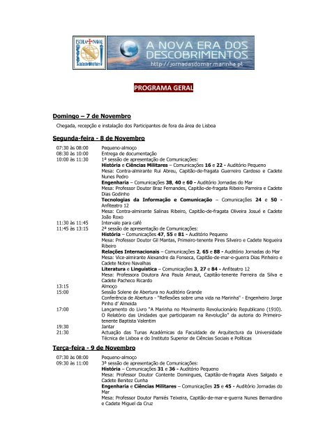 PROGRAMA GERAL - Jornadas do Mar