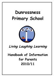 Handbook of Information for Parents - Dunrossness Primary School
