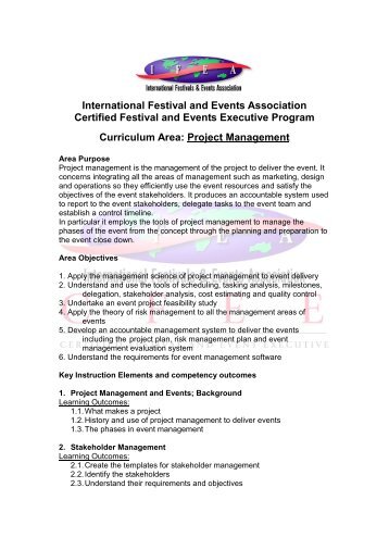 Project Management - International Festivals & Events Association