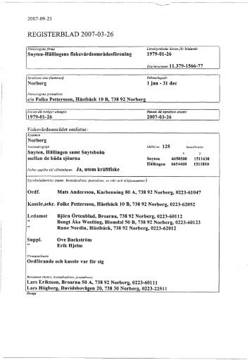 REGISTERBLAD 2007-03-26 - LÃ¤nsstyrelserna