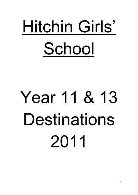 2011 Leaver Destinations - Hitchin Girls School