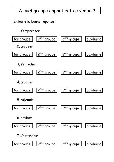 A quel groupe appartient ce verbe
